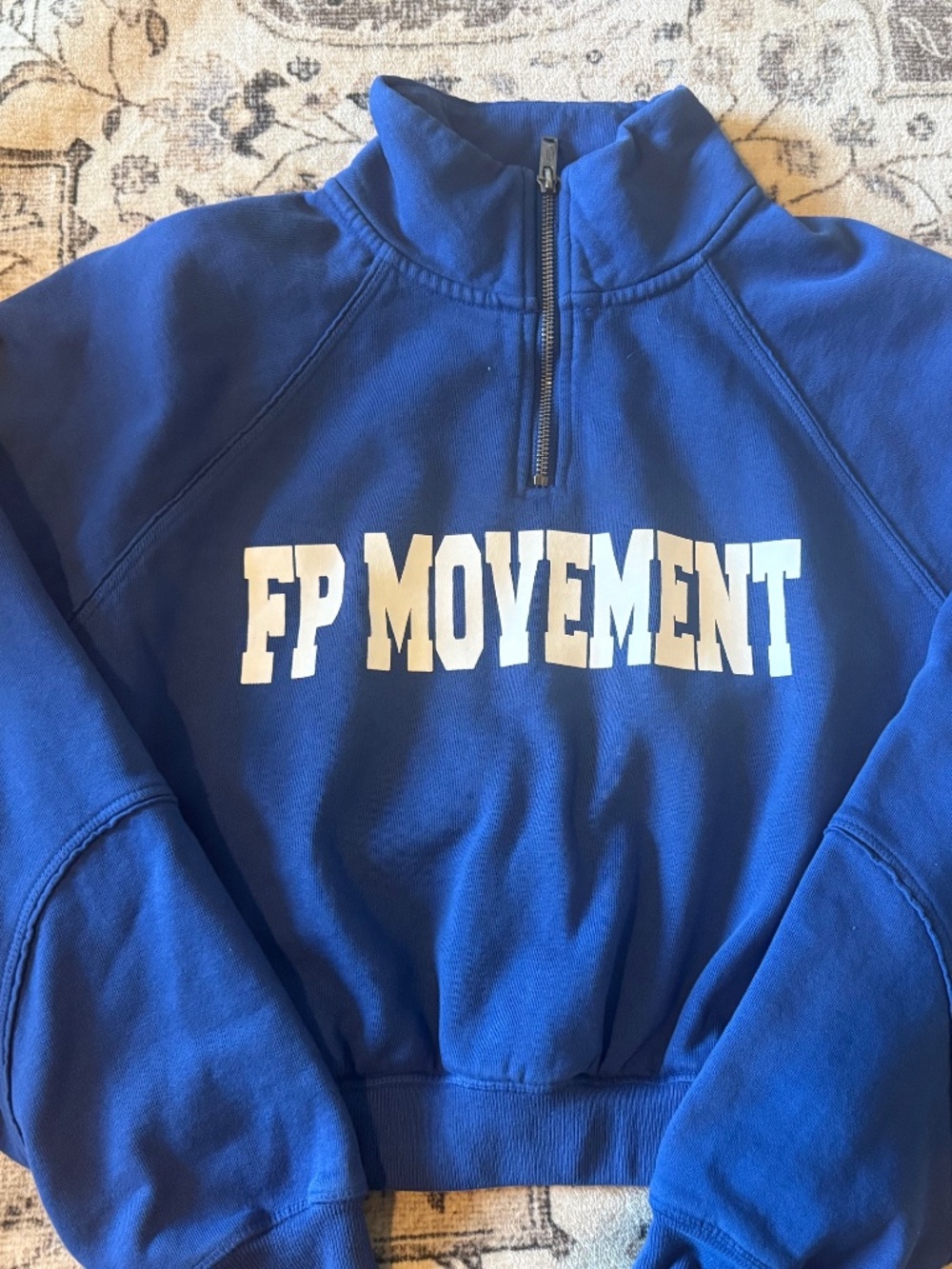 Free People Movement Blue Quarter Zip mock neck in S blue